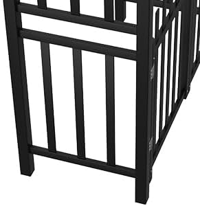 VINGLI Garden Arbor with Gate and Fence, PVC Frame Trellis Garden Arch for Plant Climbing, Vinyl Pergola Wedding Arch Backdrop Standing for Backyard, Lawn, Event (Black)