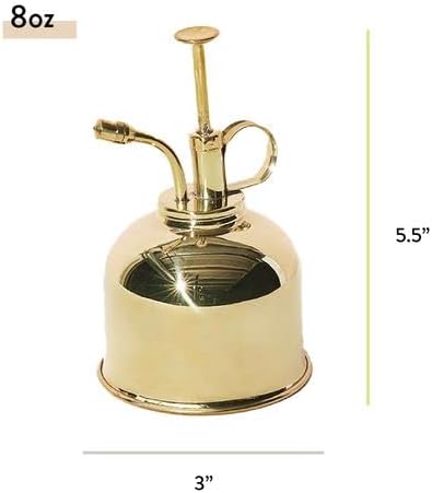 Modern Sprout Plant Mister, 8 oz Indoor Watering Can, Aesthetic Plant Sprayer & Water Mister Spray Bottle, Garden Watering Can for Seed Starting, Vintage-Inspired Gift for Green Lovers - Brass