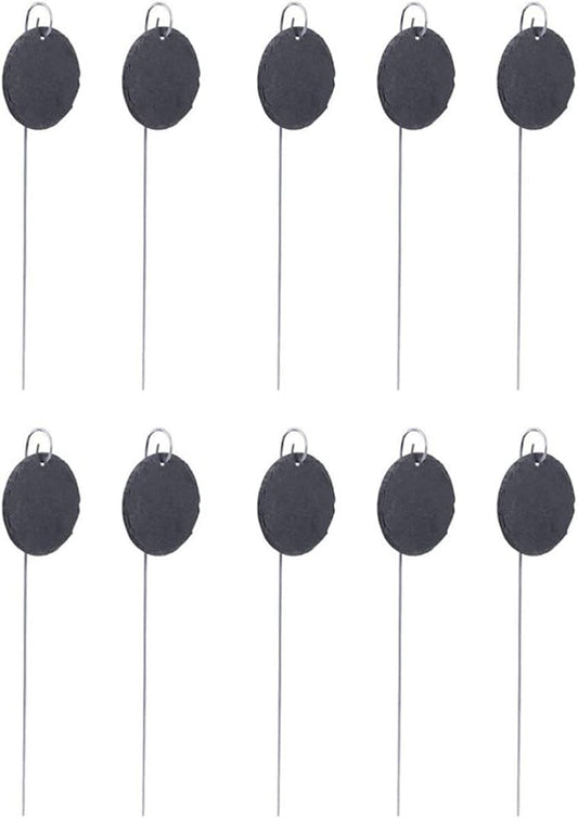 Slate Plant Label Steel Stake Weatherproof Tags Garden Nursery Markers Oval Shape 10PCS...