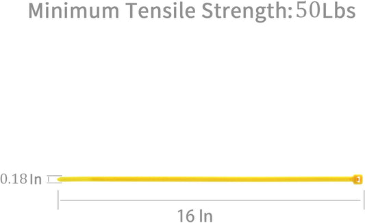 XINGO 100PCS Cable Zip Ties Heavy Duty, Premium Nylon Plastic Wire Ties with 50 Pounds Tensile Strength, Self-Locking Black Nylon Zip Ties for Indoor and Outdoor (16 inch, Yellow)