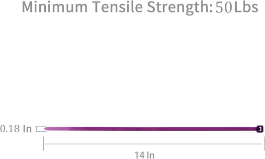 XINGO 100PCS Cable Zip Ties Heavy Duty, Premium Nylon Plastic Wire Ties with 50 Pounds Tensile Strength, Self-Locking Black Nylon Zip Ties for Indoor and Outdoor (14 inch, Purple)