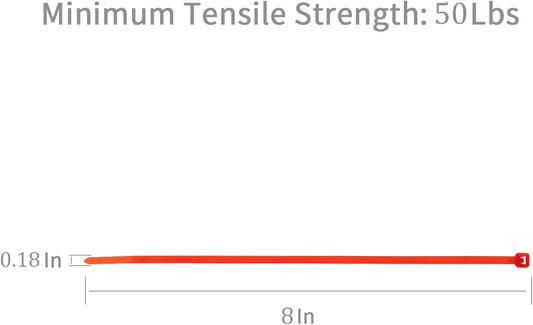 XINGO 100PCS Cable Zip Ties Heavy Duty, Premium Nylon Plastic Wire Ties with 50 Pounds Tensile Strength, Self-Locking Black Nylon Zip Ties for Indoor and Outdoor (8 inch, Red)