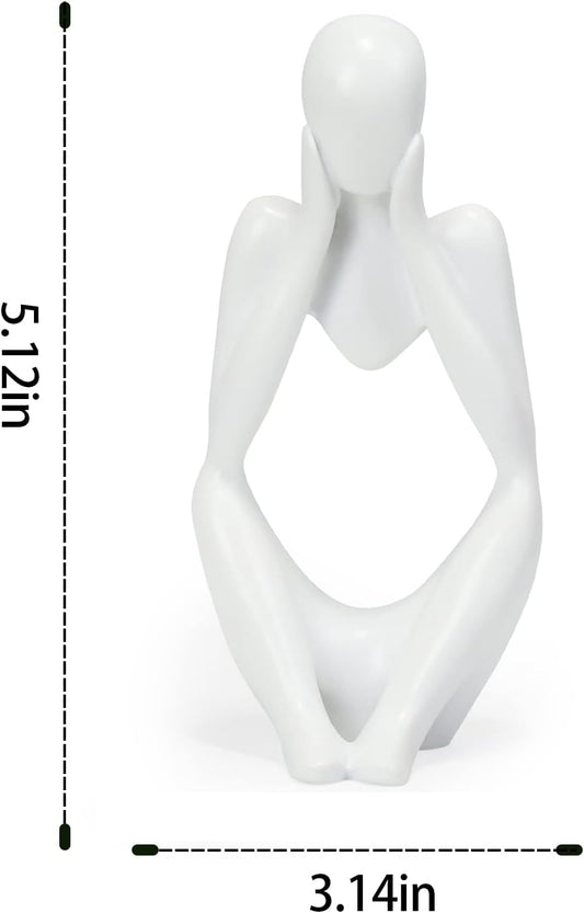 INNOLITES Resin Statue Thinker Style Decoration Abstract Sculptures Collectible Figurines for Home Decor Modern Office Shelf Desktop(White Focus)