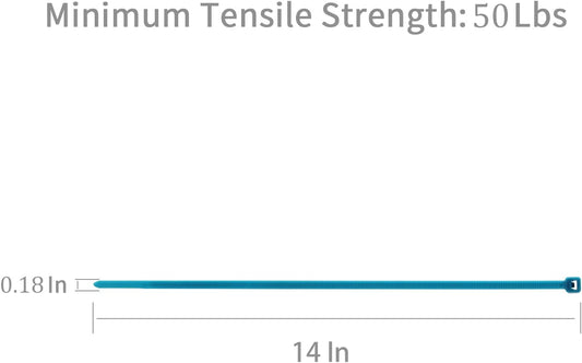 XINGO 100PCS Cable Zip Ties Heavy Duty, Premium Nylon Plastic Wire Ties with 50 Pounds Tensile Strength, Self-Locking Black Nylon Zip Ties for Indoor and Outdoor (14 inch, Blue)
