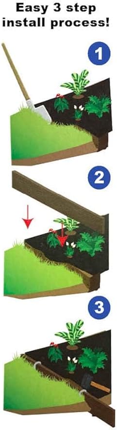 USA Made - Heavy Duty Landscape Edging, Garden Planter & Pathway Bender Board Edge Border Kit - Thick Terrace Board 3.3" H x 16'ft L - Includes 4 Stakes
