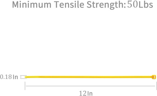 XINGO 100PCS Cable Zip Ties Heavy Duty, Premium Nylon Plastic Wire Ties with 50 Pounds Tensile Strength, Self-Locking Black Nylon Zip Ties for Indoor and Outdoor (12 inch, Yellow)