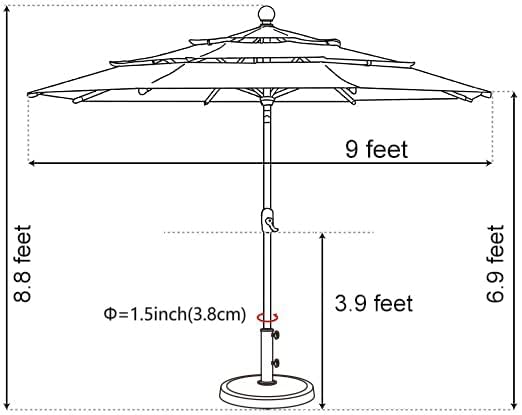 EliteShade USA 10-Year-Non-Fading 9Ft 3 Tiers Market Umbrella Patio Umbrella Outdoor Table Umbrella with Ventilation, Macaw Green