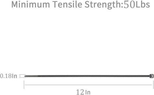 XINGO 100PCS Cable Zip Ties Heavy Duty, Premium Nylon Plastic Wire Ties with 50 Pounds Tensile Strength, Self-Locking Black Nylon Zip Ties for Indoor and Outdoor (12 inch, Silver)