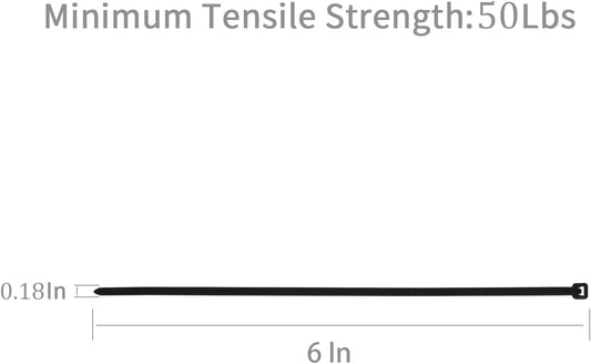 XINGO 100PCS Cable Zip Ties Heavy Duty, Premium Nylon Plastic Wire Ties with 50 Pounds Tensile Strength, Self-Locking Black Nylon Zip Ties for Indoor and Outdoor (6 inch, Black)