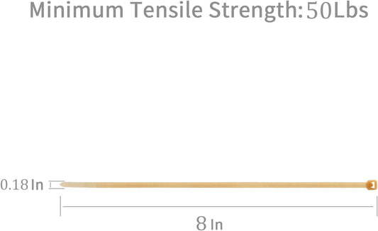 XINGO 1000 PCS Gold Zip Ties 8 Inch, 60 LBS Tensile Strength, Self-Locking Nylon Plastic Nylon PA66 Wire Ties for Indoor and Outdoor Use