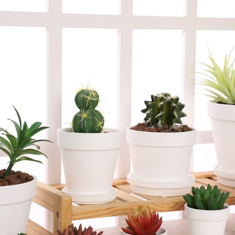 White Terra Cotta Pots with Saucer- 6-Pack Small Terracotta Pot Clay Pots 4'' Clay Ceramic Pottery Planter Cactus Flower Pots Succulent Pot with Drainage Hole- Great for Plants,DIY Craft Projects