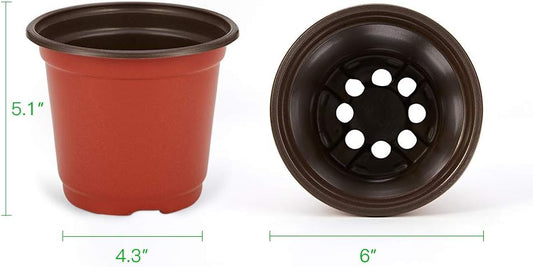 JERIA 100-Pack 6 Inch Plastic Nursery Pots Come with 100 Pcs Labels, Seedling Flower Plant Container and Seed Starting Pots