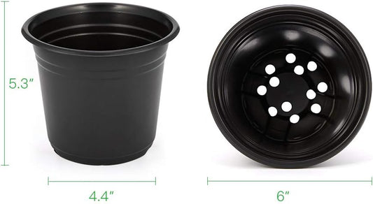 JERIA 100-Pack 0.5 Gallon Plant Nursery Pots, Plastic Pots for Flower Seedling, Flower Plant Container Seed Starting Pot, Come with 100 Pcs Plant Labels(Black)