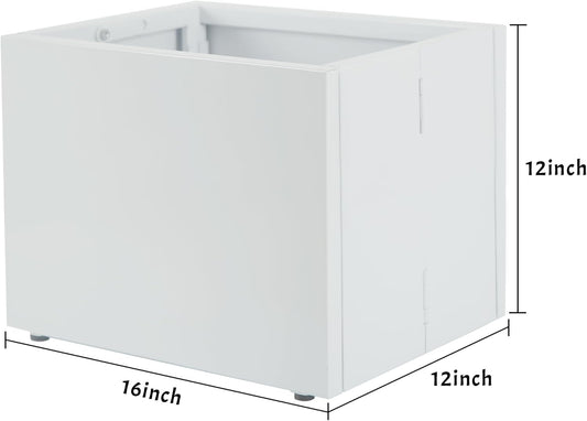 Galvanized Steel Rectangular Planter, 16"x 12"x 12" Small Planters for Outdoor Plants, White Outdoor Planter with Drainage Holes