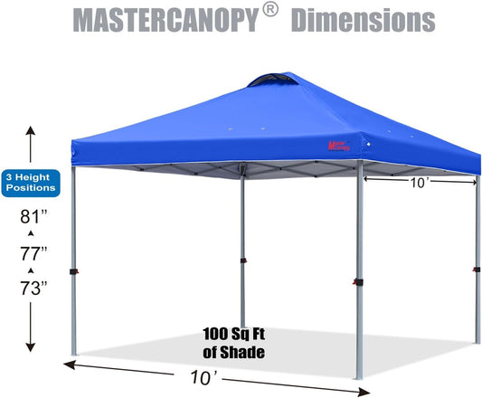 MASTERCANOPY Durable Pop-up Canopy Tent with Roller Bag (10x10, Blue)