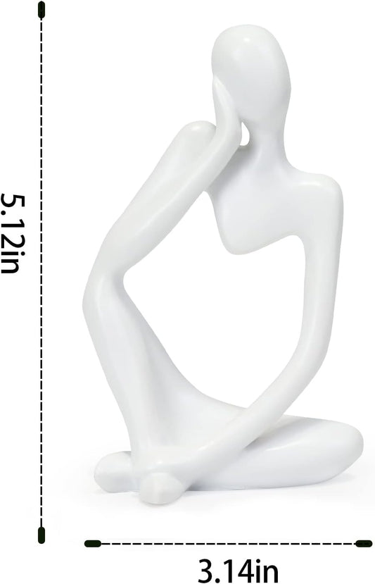 INNOLITES Resin Statue Thinker Style Decoration Abstract Sculptures Collectible Figurines for Home Decor Modern Office Shelf Desktop(White Left)