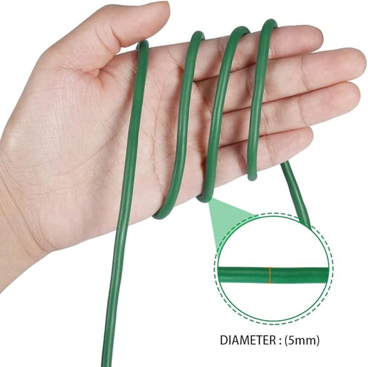 Tenn Well Green Plant Ties, 32 Feet 5mm Soft Garden Wire Ties for Tomato Plants, Climbing Roses and Cucumbers (2PCS X 16 Feet)