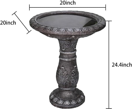 Outdoor Bird Bath for Garden Decoration - 24.4" H * 20" Φ Bird Bath for Outside, Classical Birdbath Patio or Yard