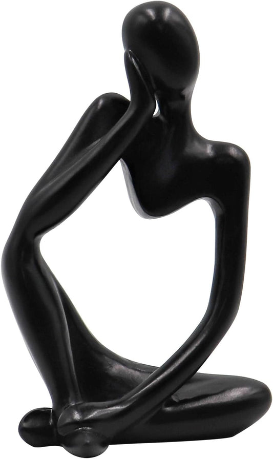 Thinker Statues and Sculptures, Resin Thinker Statue Ornaments, Abstract Style Sculptures, Housewarming Gifts, Housewarming Decorations, Living Room Dining Desk Decorations(Black Right, Small)