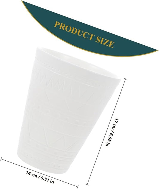 Ceramic Bonsai Planter with Geometric Pattern Indoor Plant Pot for Balcony Round Nursery Pot with Drainage White Glossy Flower Container for Office and Decor