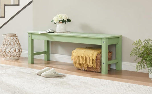 Psilvam 2-Person Outdoor Poly Lumber Patio Backless Bench, Fade-Resistant & Odor-Free Poly Lumber Patio Furniture, Weatherproof, Suitable for Garden, Porch and Park, 700 Lbs Support (2pcs, Green)