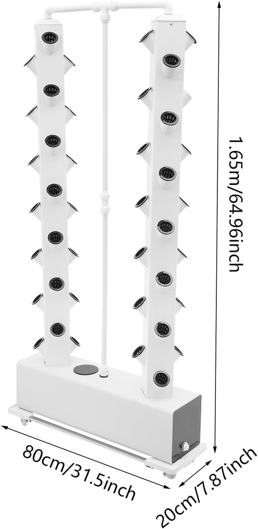 Hydroponic Growing System Indoor Outdoor, 56-Plant Vertical Garden Planter Germination Kit, Hydroponics Growing Tower, Smart Garden Vegetable Plant Kit with Pump & Wheels, White Base