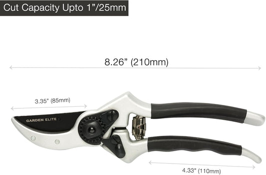 Razor Sharp Bypass Pruning Shears - Lifetime Replacement - Free Extra Blade, Spring & eBook - Japanese Steel - Premium Hand Pruners - Garden Shears - Garden Clippers - Secateurs with Ergonomic Handles