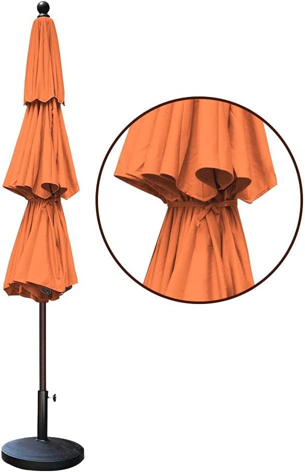 EliteShade USA 10-Year-Non-Fading 11Ft 3 Tiers Market Umbrella Patio Outdoor Cylinder Auto Push-up Table Umbrella with Ventilation, Rust