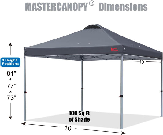 MASTERCANOPY Durable Pop-up Canopy Tent with Roller Bag (10x10, Dark Gray)