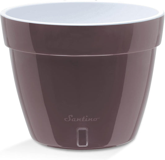 Santino ASTI 11.8 Inch Self Watering Planters Shade/White (Set of 3) for Indoor Plants - Premium Quality Modern Plastic Pot w/Water Level Indicator for All House Plants, African Violets and Dahlias