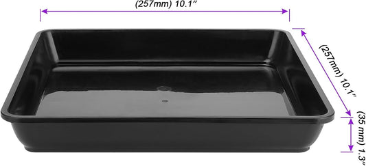 JOIKIT 15 PCS 10 x 10 Inch Square Plant Saucer, Plastic Plant Saucer Drip Tray, Square Flower Pot Tray for Indoors and Outdoor Plant Pots, 1.38 Inch Deep, Black