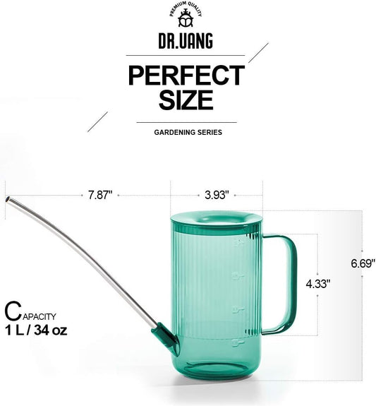 Small Watering Can Indoor Plants with Long Spout (1L, Emerald)