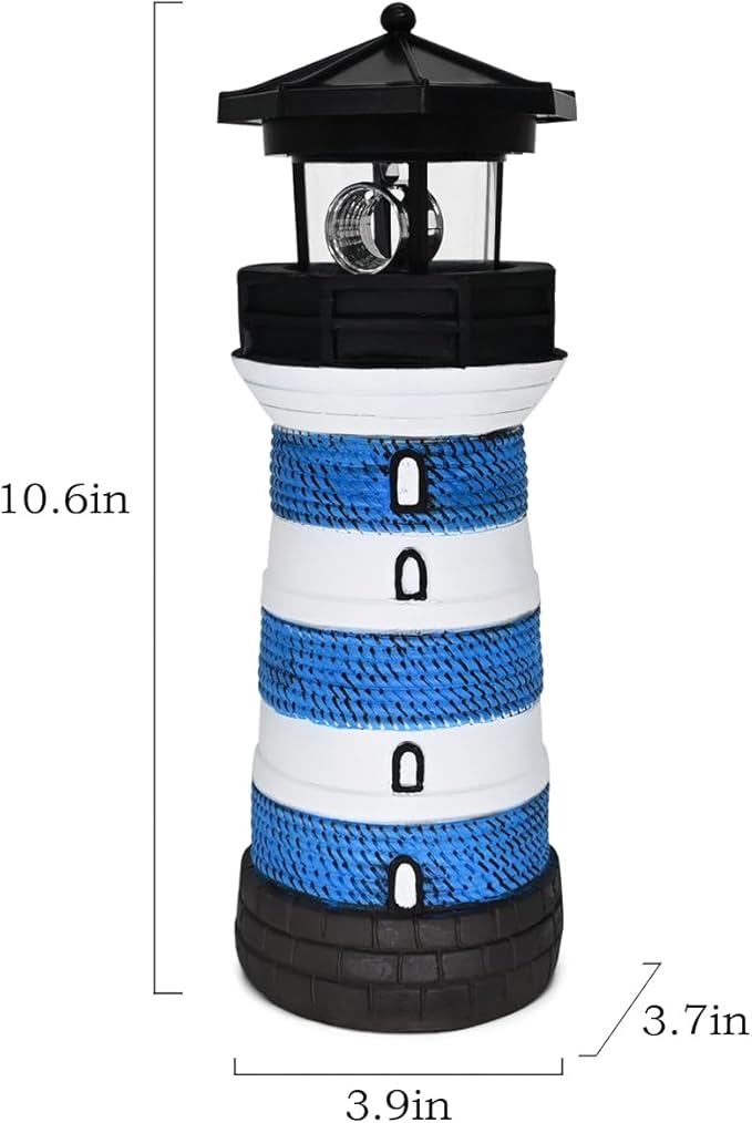 Solar Lighthouse Rotating Beacon – Led Light House for Yard Garden Nautical Decor Porch Deck Outdoor Decoration Lawn Ornaments Outside Statue Gifts for Mom Mother