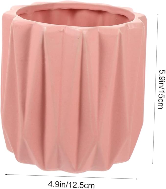 Modern Geometric Ceramic Flower Pot with Drainage and Tray Simple Planter for Bonsai and Indoor Plants Practical Decorative Flower Holder