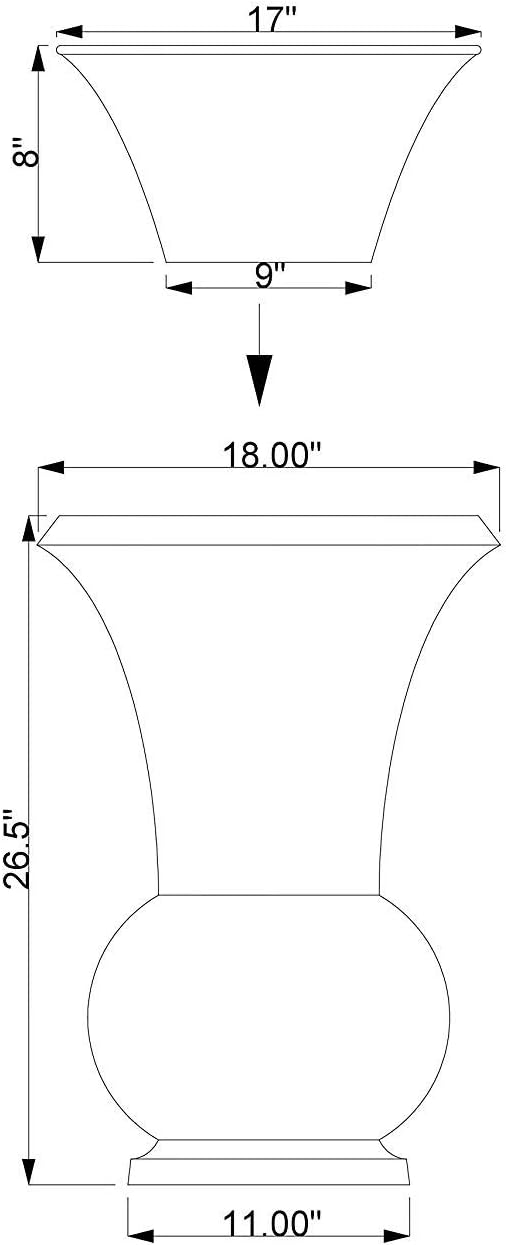 H Potter Tall Planter with Tray Large Outdoor Planters Decorative Copper Flower Pots Indoor Garden Urn Plants Herbs Porch Patio Hallway Entryway Home