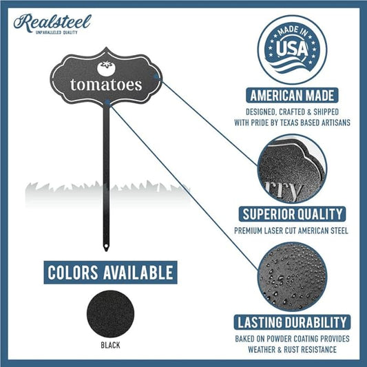 RealSteel - Seed & Plant Markers - Indoor/Outdoor Herb Garden Stakes - Elegant Fruit/Vegetable Seed Labels - Durable Plant Tags for Pots - Classy Design for Farmhouse/Greenhouse (Weeds)