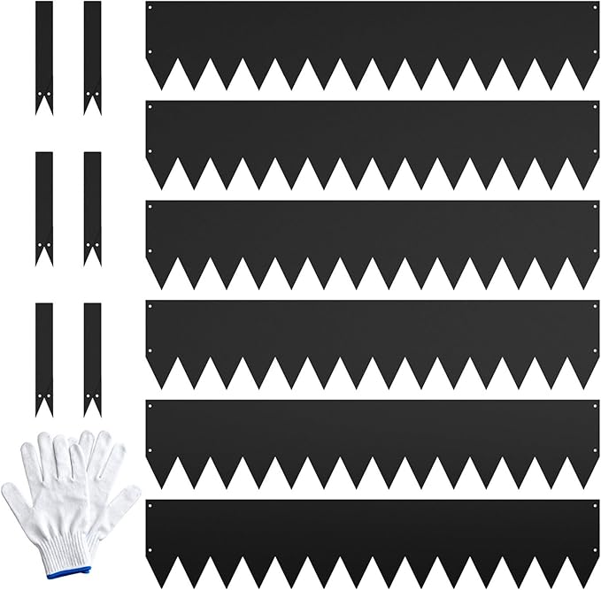 6-Pack Corten Steel Landscape Edging with Painted Finish, 40" x 8" Metal Strips, Includes 8 Clips and Gloves, Hammer-in Border for Lawn and Yard, 20 ft Total Length