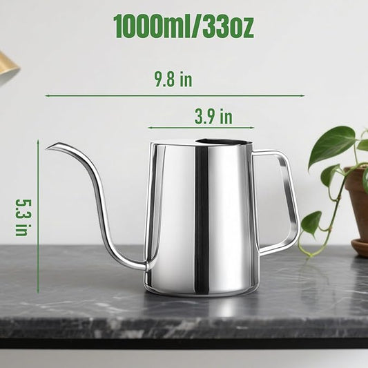 Watering Can for Indoor Plants, Indoor Watering Can with Long Spout and Handle Rust-Proof 304 Stainless Steel Material (1000ml/34oz)