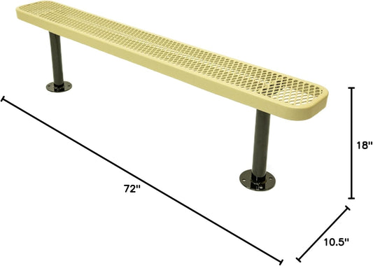 Heavy-Duty Outdoor Bench Thermoplastic Coated, Expanded Metal, Commercial-Grade Seating, Made in America (Surface Without Back, 6 Ft, Textured Sandstone)