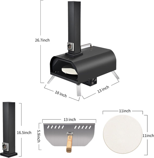 1112 Temp 11-inch Pizza Oven Rotating Pizza Stone 360 ℃ Outdoor Pizza Oven Wood Pizza Oven Outdoor Ovens For The Backyard