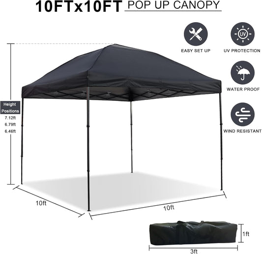 10x10 Pop Up Canopy Tent, Instant Outdoor Canopy with Sand Bags Waterproof Sun Shade Easy Up Tents for Parties,Canopy for Camping Beach Parties