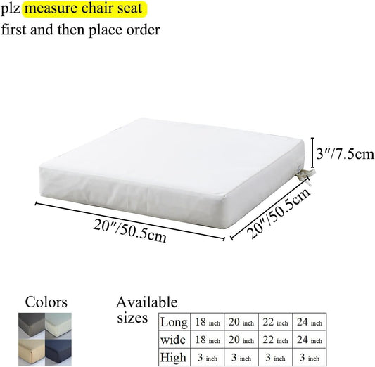 Patio Chair Cushions Non Slip Bottom Chair Pad with Ties Waterproof Square Outdoor Seat Cushion Replacement for Garden Swing Furniture Set of 2 20 x 20 Inch, Beige