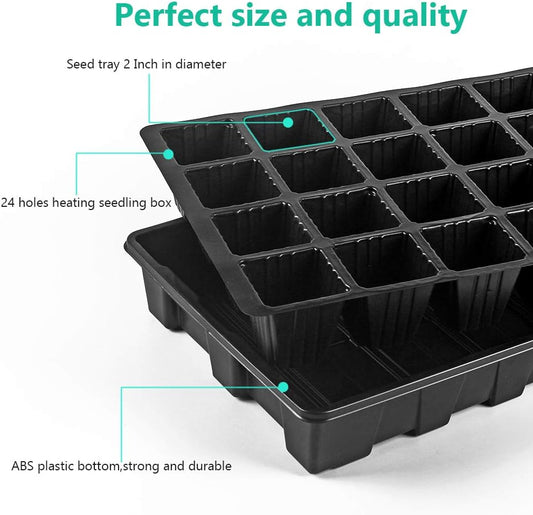 240 Cells -24 Grow Trays with Humidity Dome and Cell Insert - Mini Propagator for Seed Starting and Growing Healthy Plants Durable Reusable and Recyclable 10 Pack