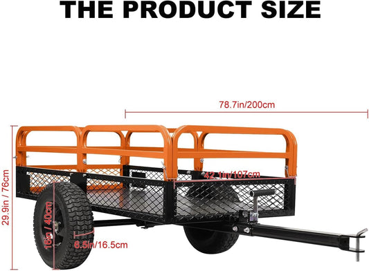 Heavy Duty Steel Dump Cart,1500 Lbs Utility Garden Cart with Wheels,15 Cubic Feet Garden Utility Trailer with Removable Sides,Hand Pull or Foot Pedal Dump Cart for Atvs, Utvs Lawn Garden Tractors