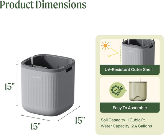 Vego garden Self Watering Pots Home Planters with Water Gauge for Effortless Indoor Plants Fog Gray