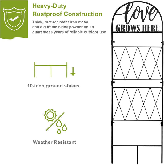 hogardeck 45 * 35 inch Metal Garden Trellis for Climbing Plants Flowers Outdoor,Heavy Duty,Black Coating Rustproof Trellis for Rose, Vegetable, Flowers, Perfect for Training Climbing Plants (1Pcs)