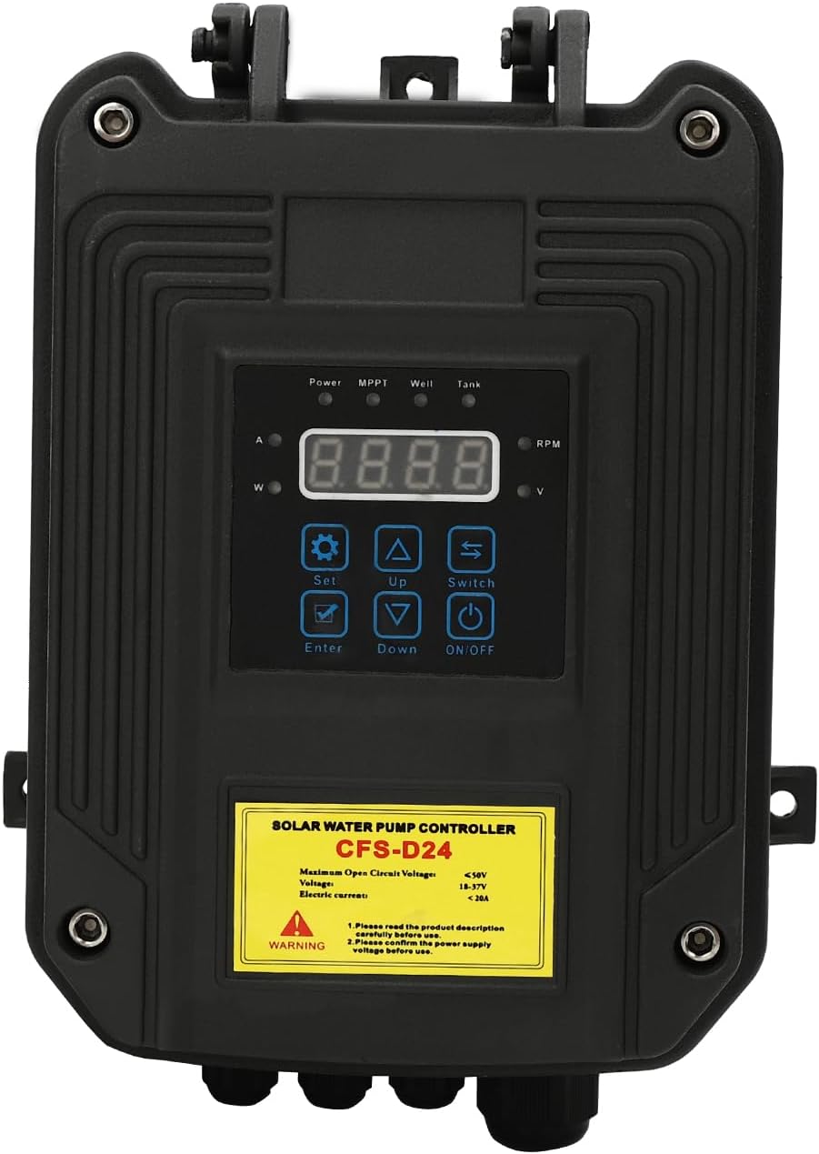 DC 24V 210W Deep Well Submersible Pump,3" Solar Pump w/MPPT Controller,Bore Deep Well Water Pump & Control Box for Industrial,Irrigation & Home Use