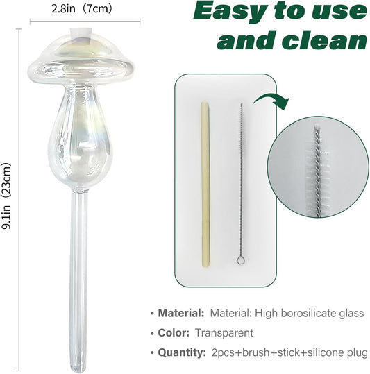 2 Pcs Glass Self Watering Globes, Iridescent Automatic Plant Waterer Bulbs Devices for Indoor & Outdoor Plants, Slow Release Watering Devices System for Various Plants (Top-Fill 2pcs)