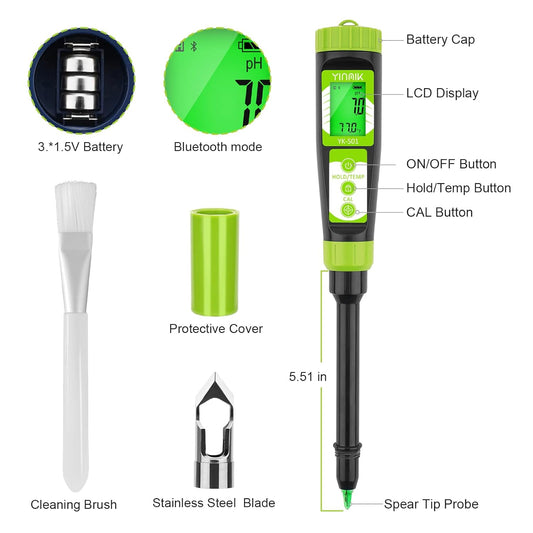 Digital Soil pH Meter for Gardeners, Soil Direct pH Tester for Plant Care, Measure pH of Solution Potting Soil Growing Media,Great for Indoor,Greenhouse,Outdoor,Garden, Lawn, Farming, Yard Use