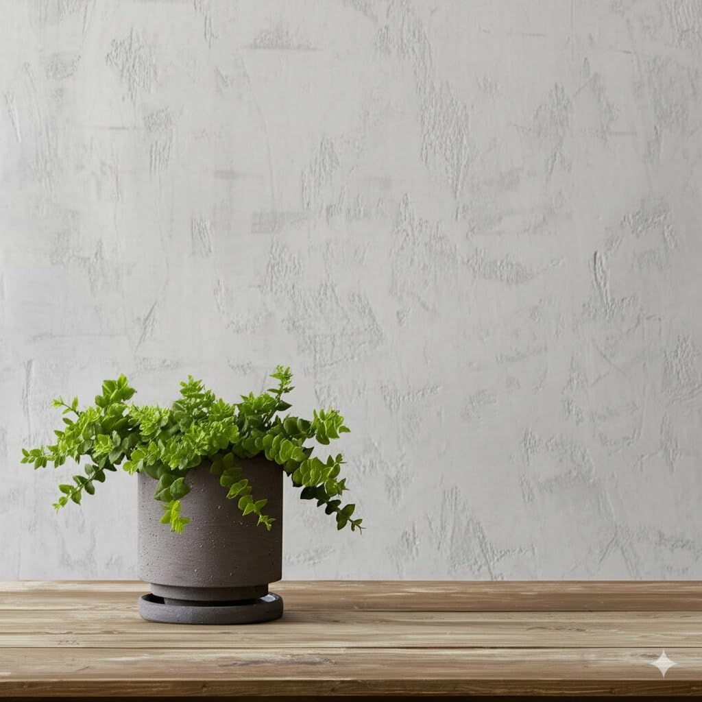 Nihow 5.7 Inch Plant Pot, Ceramic Pots for Plants with Drainage Hole and Saucer, Plant Pots Indoor for Home Garden Patio Office, Cylinder Planters for Indoor Plants, Charcoal Gray